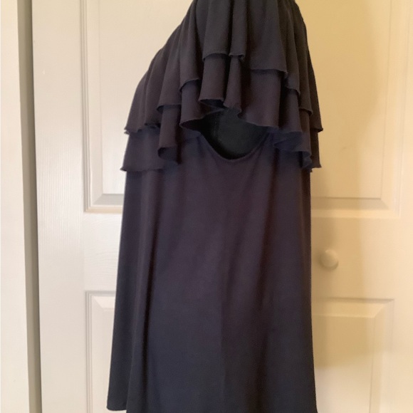 Ruffled Navy Blouse - Picture 3 of 7